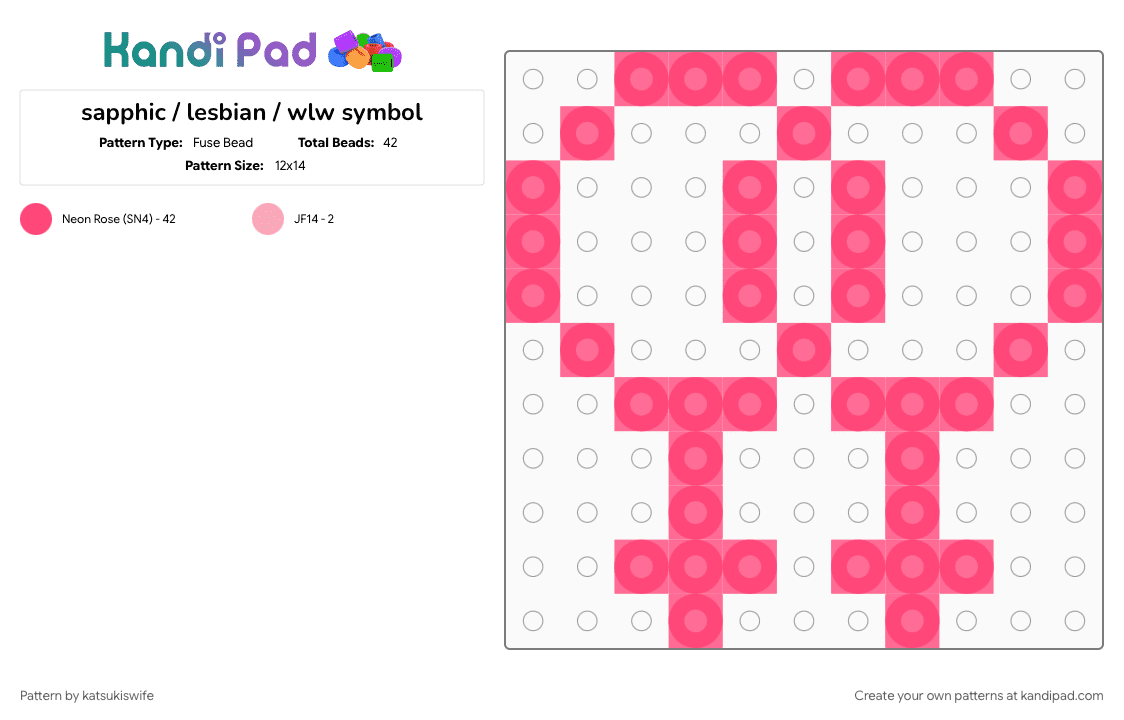 sapphic / lesbian / wlw symbol - Fuse Bead Pattern by satorusinfinity on Kandi Pad - red