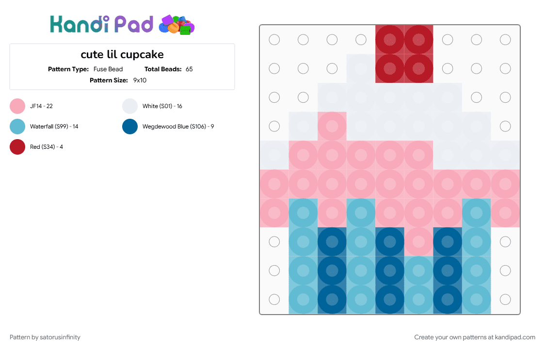 cute lil cupcake - Fuse Bead Pattern by satorusinfinity on Kandi Pad - light blue, pink