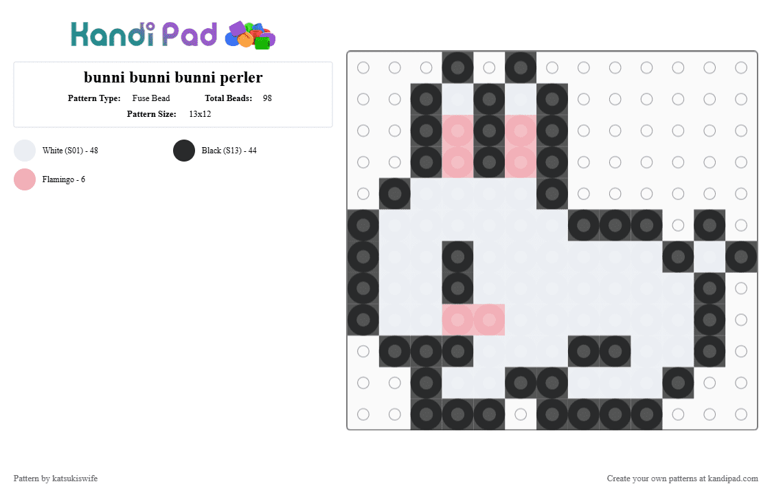 bunni bunni bunni perler - Fuse Bead Pattern by katsukiswife on Kandi Pad - white