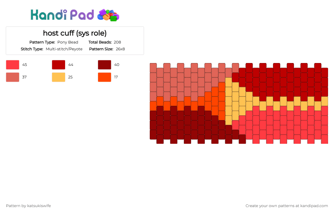 host cuff (sys role) - Pony Bead Pattern by katsukiswife on Kandi Pad - red