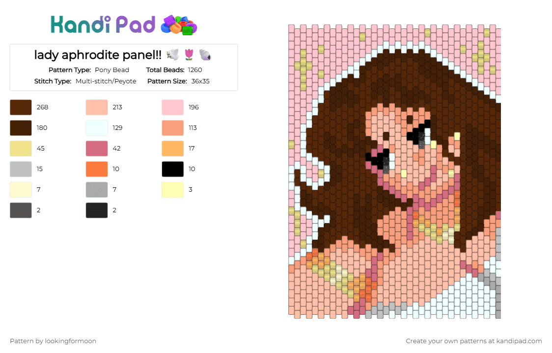 lady aphrodite panel!! 🕊️🌷🐚 - Pony Bead Pattern by katsukiswife on Kandi Pad - beige,brown