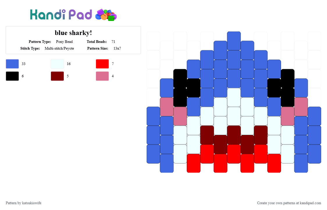 blue sharky! - Pony Bead Pattern by katsukiswife on Kandi Pad - blue
