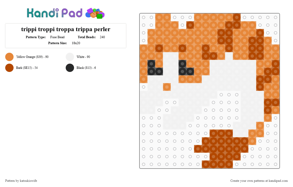 trippi troppi troppa trippa perler - Fuse Bead Pattern by katsukiswife on Kandi Pad - orange,red
