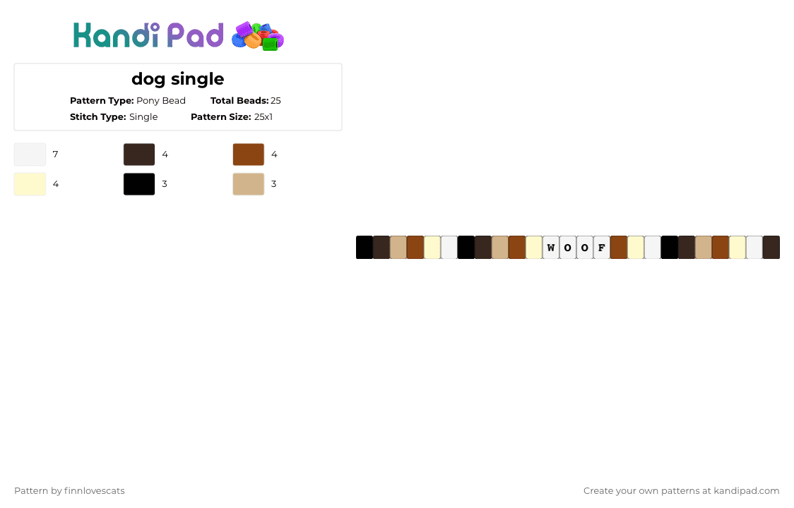 dog single - Pony Bead Pattern by katsukiswife on Kandi Pad - brown,red,yellow