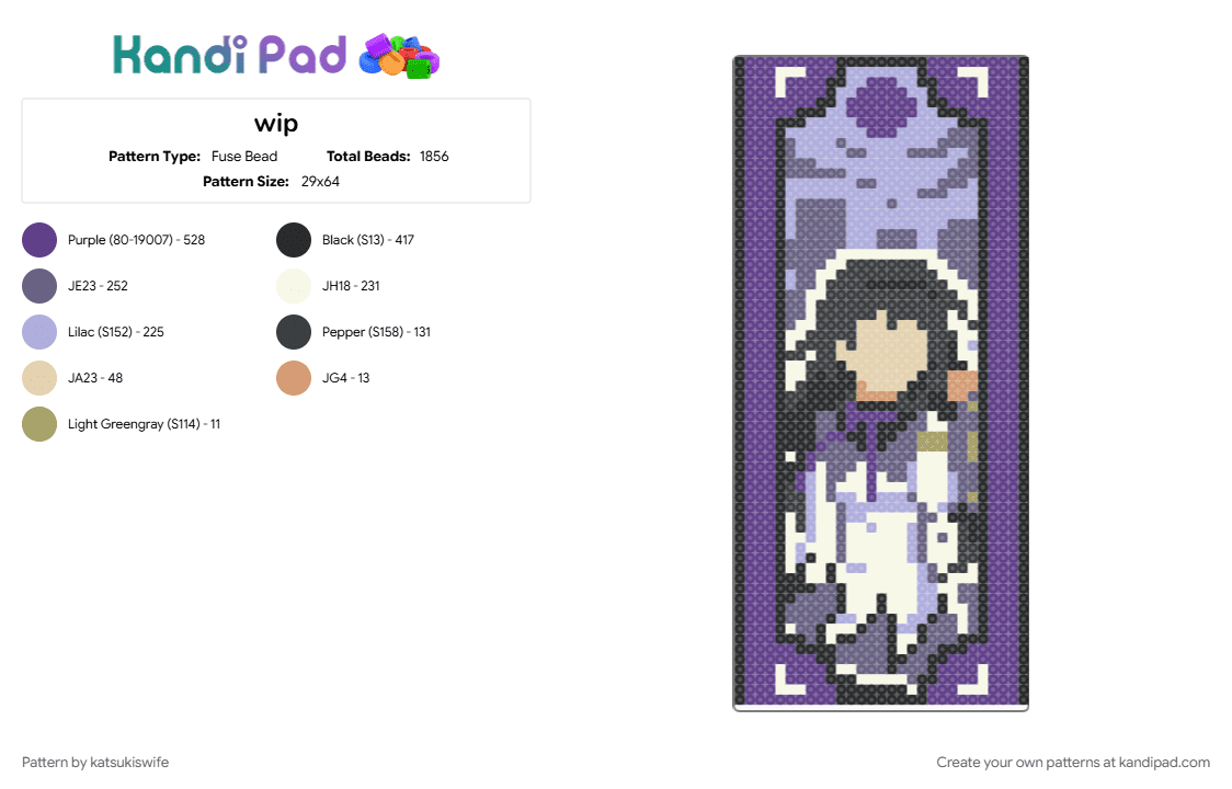 homura akemi - Fuse Bead Pattern by katsukiswife on Kandi Pad - gray, pink, purple