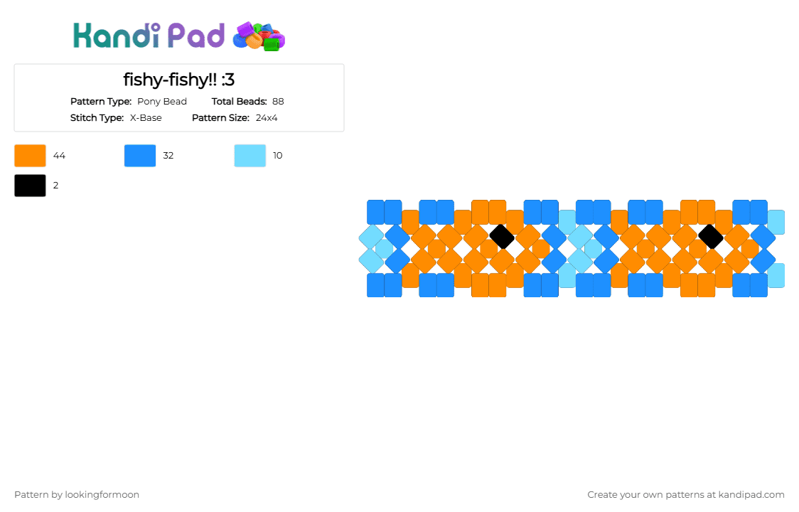 fishy-fishy!! :3 - Pony Bead Pattern by katsukiswife on Kandi Pad - orange,light blue