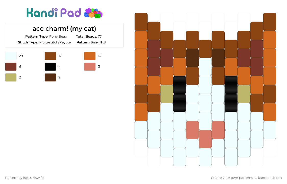 ace charm! (my cat) - Pony Bead Pattern by katsukiswife on Kandi Pad - orange,red