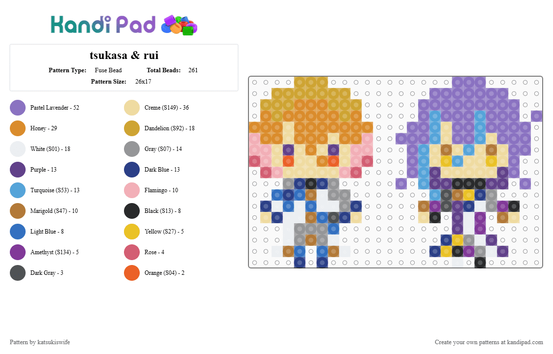 tsukasa & rui - Fuse Bead Pattern by katsukiswife on Kandi Pad - orange,beige,blue