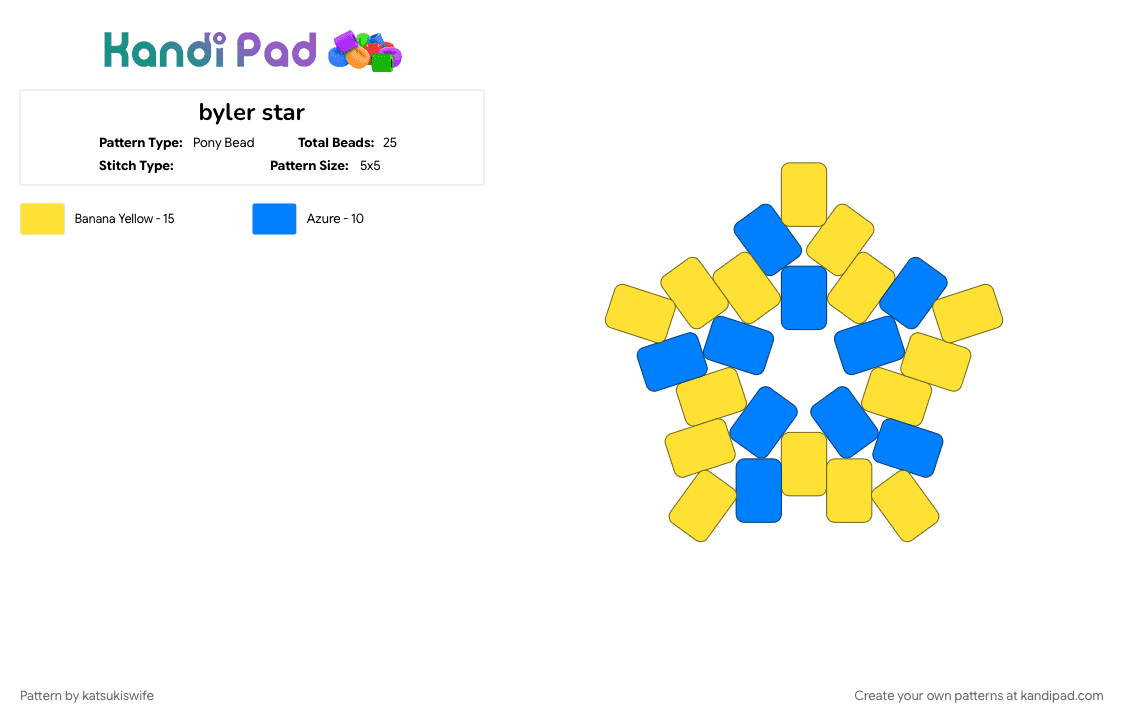 byler star - Pony Bead Pattern by satorusinfinity on Kandi Pad - blue, yellow