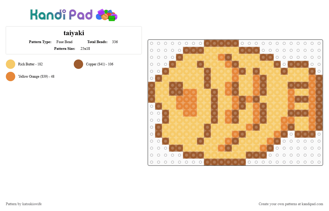taiyaki - Fuse Bead Pattern by katsukiswife on Kandi Pad - yellow