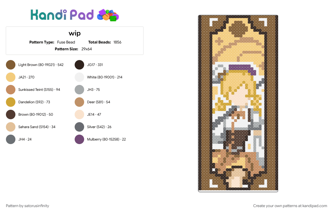 mami tomoe - Fuse Bead Pattern by satorusinfinity on Kandi Pad - brown, tan, yellow