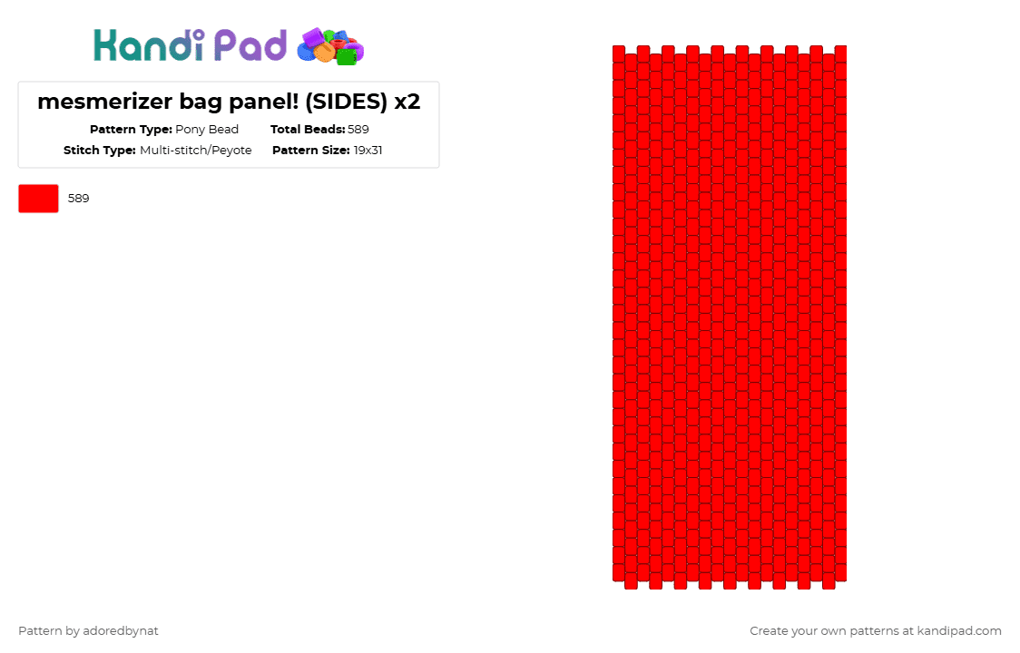mesmerizer bag panel! (SIDES) x2 - Pony Bead Pattern by katsukiswife on Kandi Pad - red