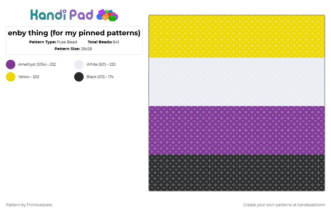 enby thing (for my pinned patterns) - Fuse Bead Pattern by katsukiswife on Kandi Pad - pink,yellow