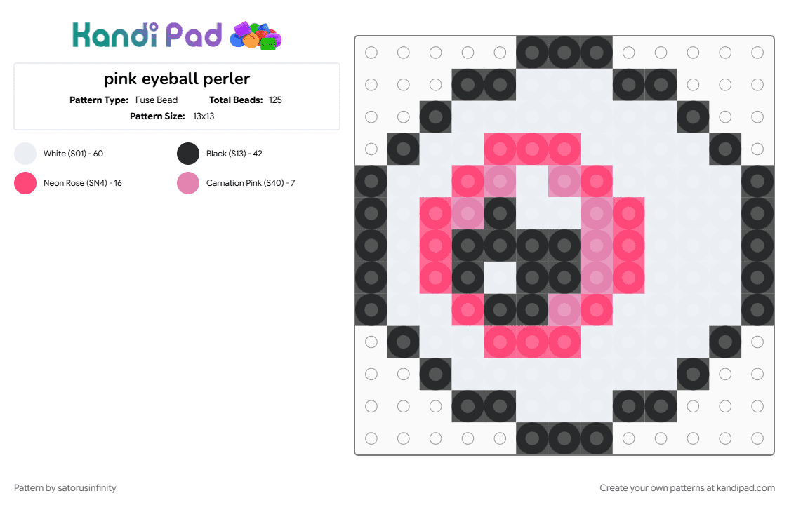 pink eyeball perler - Fuse Bead Pattern by satorusinfinity on Kandi Pad - pink, red, white