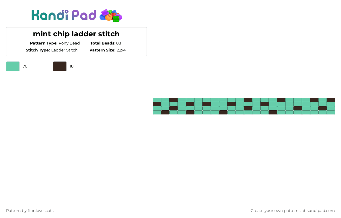 mint chip ladder stitch - Pony Bead Pattern by katsukiswife on Kandi Pad - teal