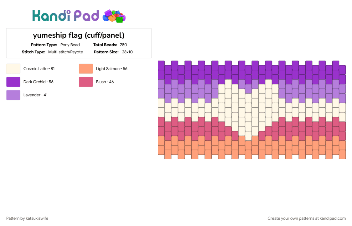 yumeship flag (cuff/panel) - Pony Bead Pattern by katsukiswife on Kandi Pad - pink