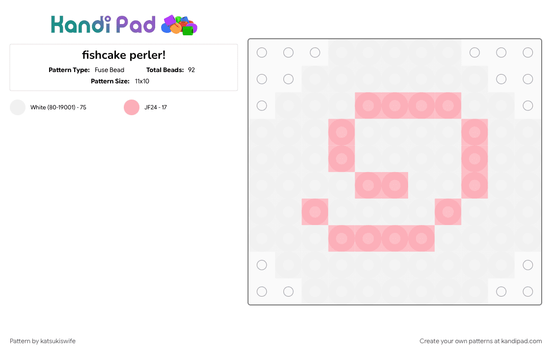 fishcake perler! - Fuse Bead Pattern by satorusinfinity on Kandi Pad - white