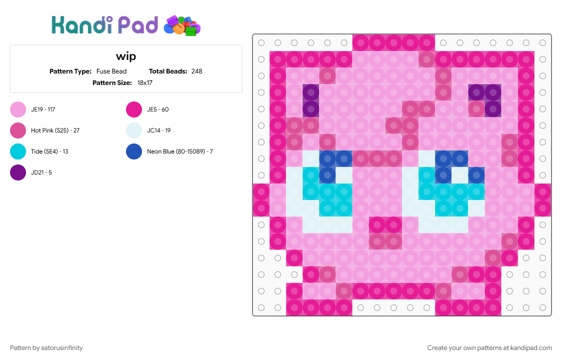 jigglypuff pokémon perler - Fuse Bead Pattern by satorusinfinity on Kandi Pad - pink