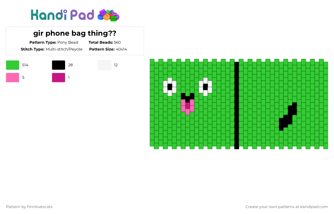 gir phone bag thing?? - Pony Bead Pattern by katsukiswife on Kandi Pad - green