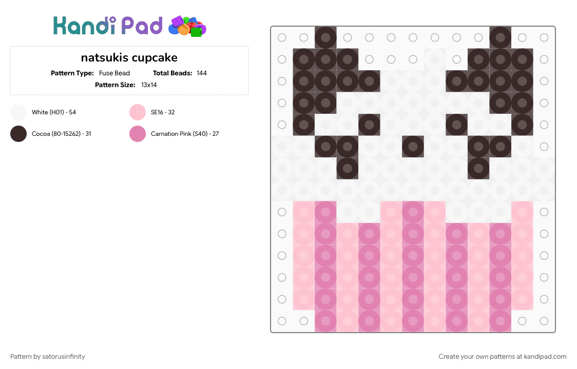 natsukis cupcake - Fuse Bead Pattern by satorusinfinity on Kandi Pad - brown, pink