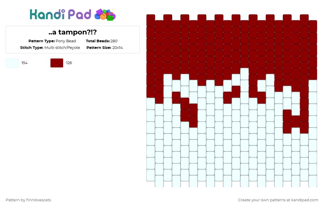 ..a tampon?!? - Pony Bead Pattern by katsukiswife on Kandi Pad - white,red