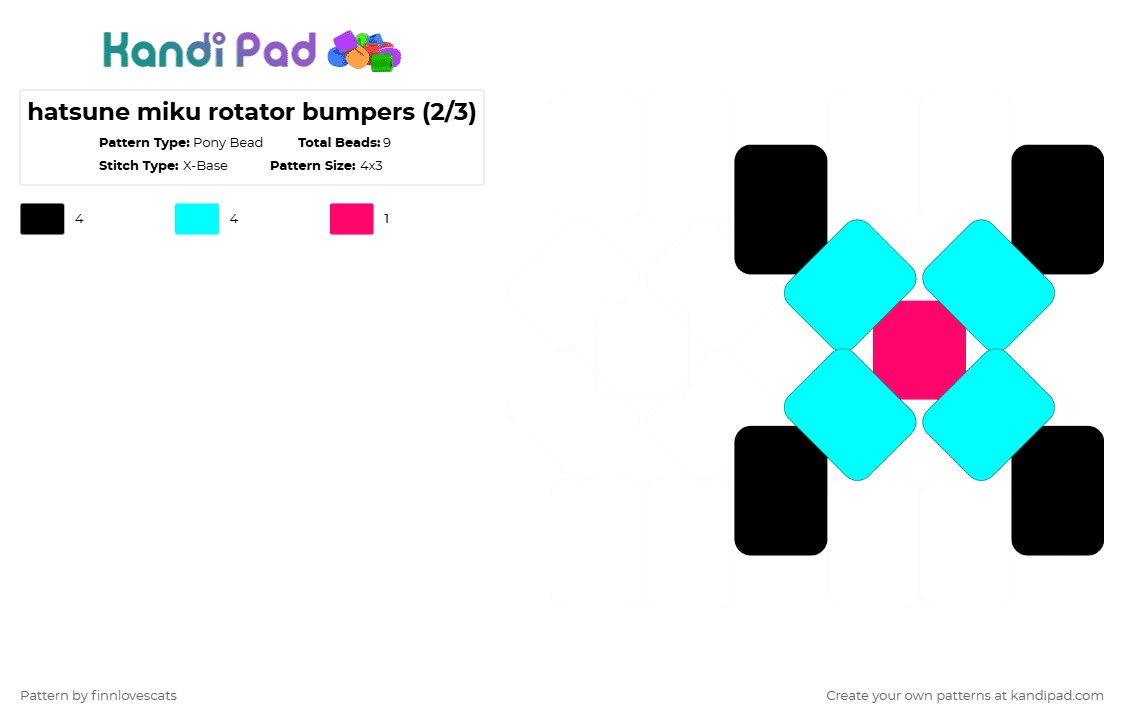 hatsune miku rotator bumpers (2/3) - Pony Bead Pattern by katsukiswife on Kandi Pad - light blue