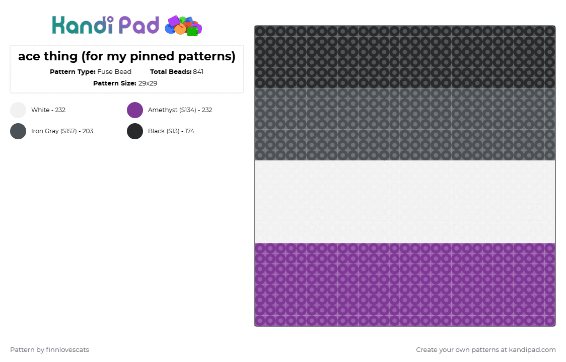 ace thing (for my pinned patterns) - Fuse Bead Pattern by katsukiswife on Kandi Pad - purple,pink