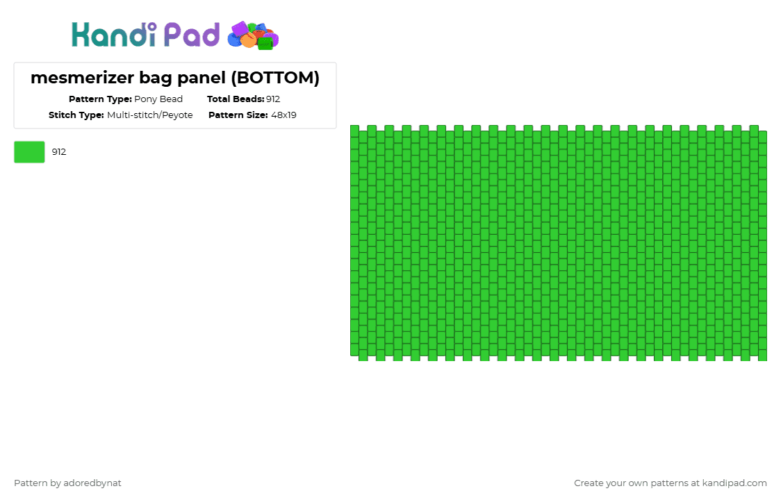 mesmerizer bag panel (BOTTOM) - Pony Bead Pattern by katsukiswife on Kandi Pad - green