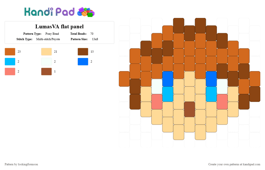 LumasVA flat panel - Pony Bead Pattern by katsukiswife on Kandi Pad - beige,orange,red