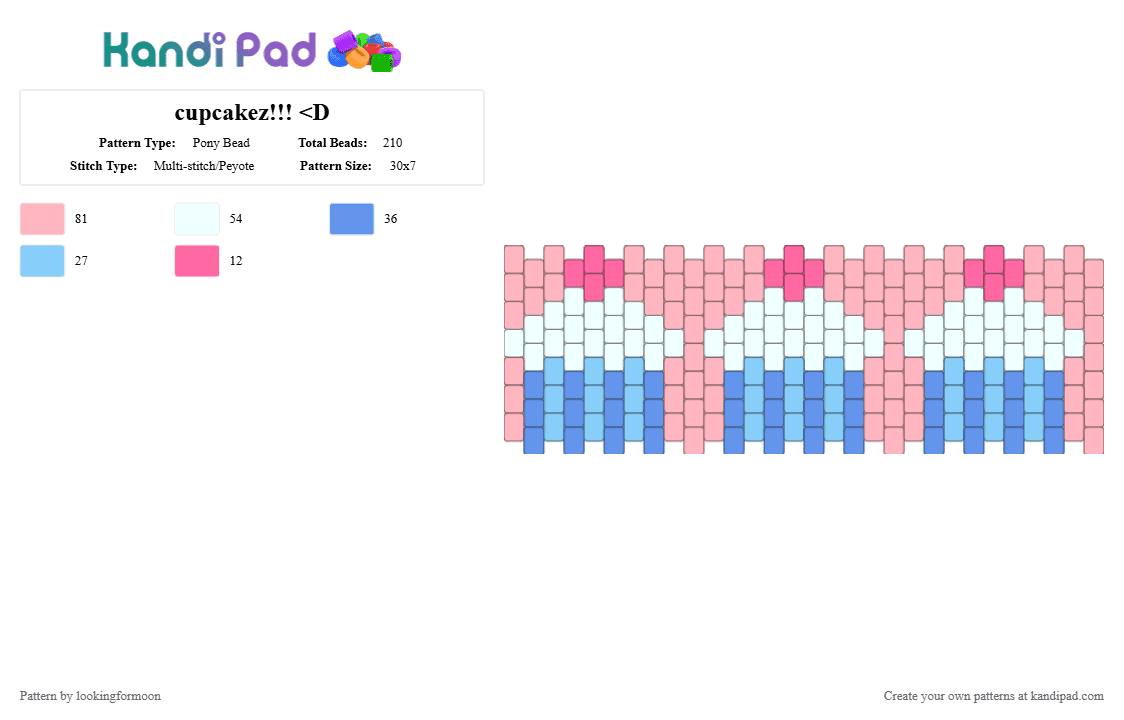 cupcakez!!! - Pony Bead Pattern by katsukiswife on Kandi Pad - pink,light blue