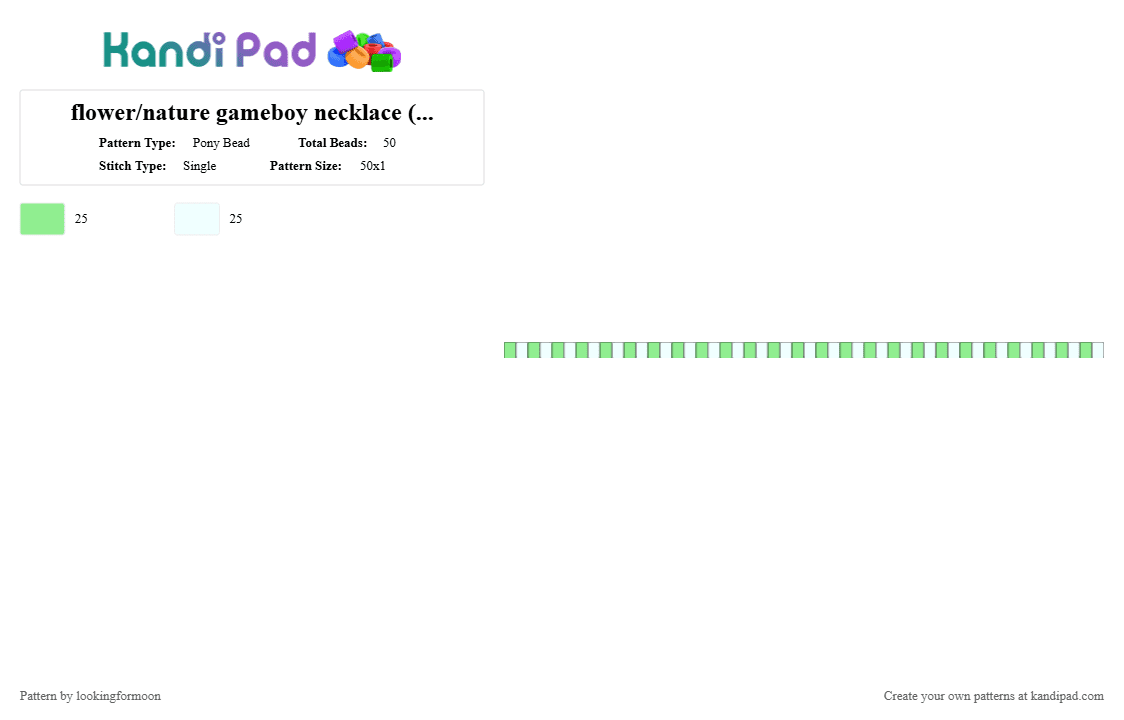 flower/nature gameboy necklace (2/2) - Pony Bead Pattern by katsukiswife on Kandi Pad - teal,white