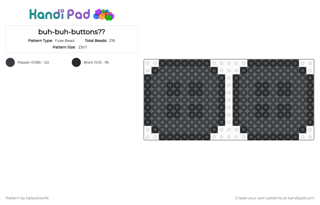 buh-buh-buttons?? - Fuse Bead Pattern by katsukiswife on Kandi Pad - black