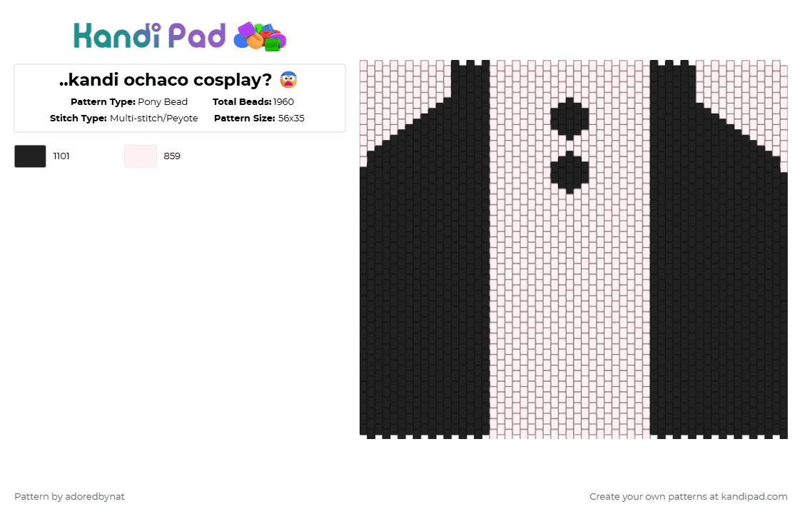 ..kandi ochaco cosplay? 😨 - Pony Bead Pattern by katsukiswife on Kandi Pad - white,black
