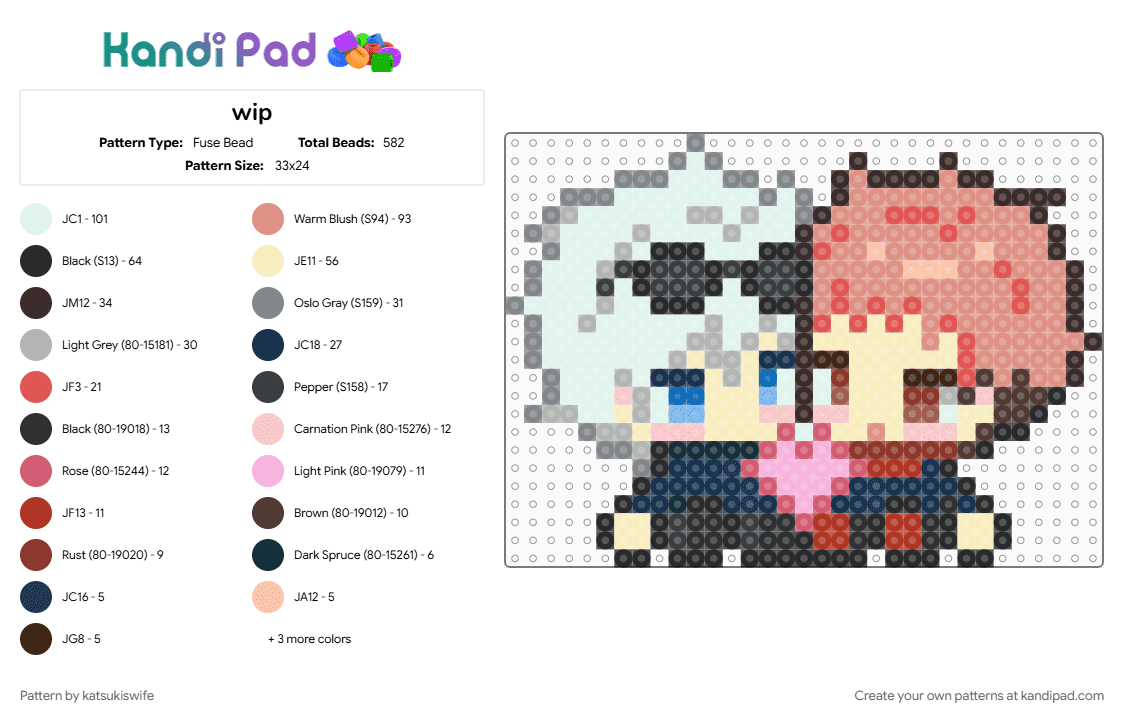 gojo & yuji !! - Fuse Bead Pattern by satorusinfinity on Kandi Pad - beige, brown, red