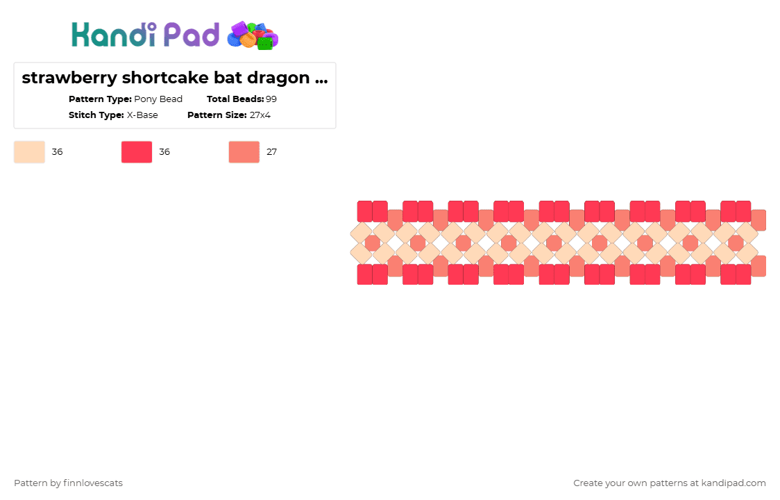 strawberry shortcake bat dragon (ssbd) mini rotator!! part 1/3 (adm) - Pony Bead Pattern by katsukiswife on Kandi Pad - 
