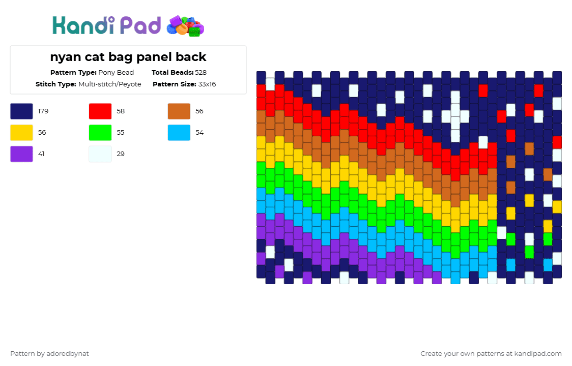 nyan cat bag panel back - Pony Bead Pattern by katsukiswife on Kandi Pad - purple