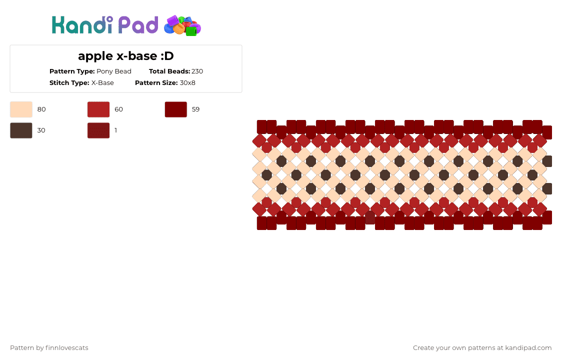 apple x-base :D - Pony Bead Pattern by katsukiswife on Kandi Pad - beige,brown