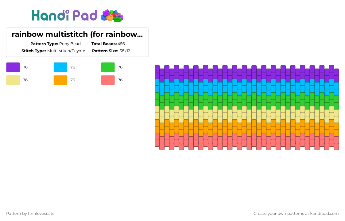 rainbow multistitch (for rainbow xbase) - Pony Bead Pattern by katsukiswife on Kandi Pad - light blue,yellow,red,colorful