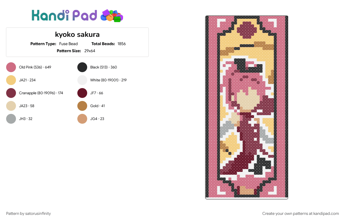 kyoko sakura - Fuse Bead Pattern by satorusinfinity on Kandi Pad - 