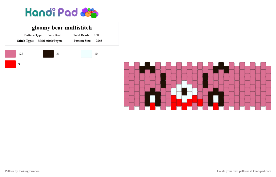 gloomy bear multistitch - Pony Bead Pattern by katsukiswife on Kandi Pad - pink