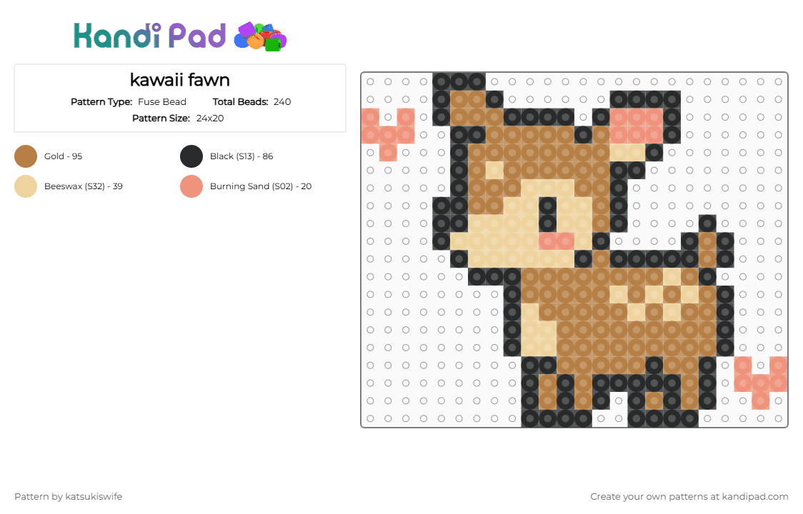 kawaii fawn - Fuse Bead Pattern by katsukiswife on Kandi Pad - tan