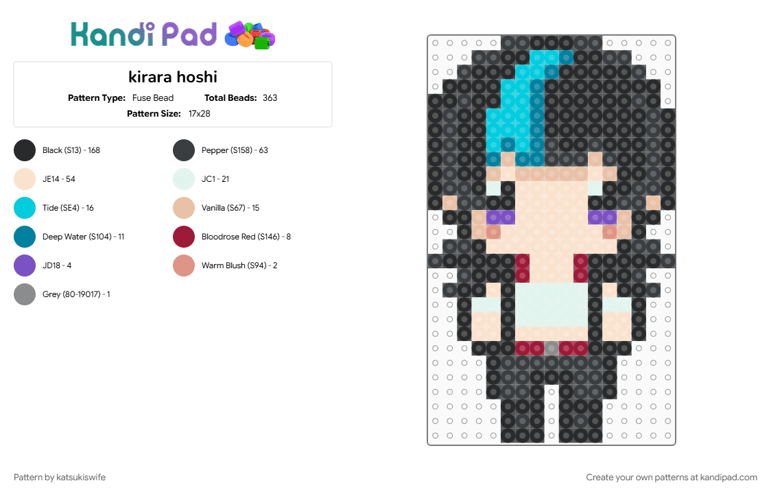 kirara hoshi - jjk - Fuse Bead Pattern by katsukiswife on Kandi Pad - beige, black