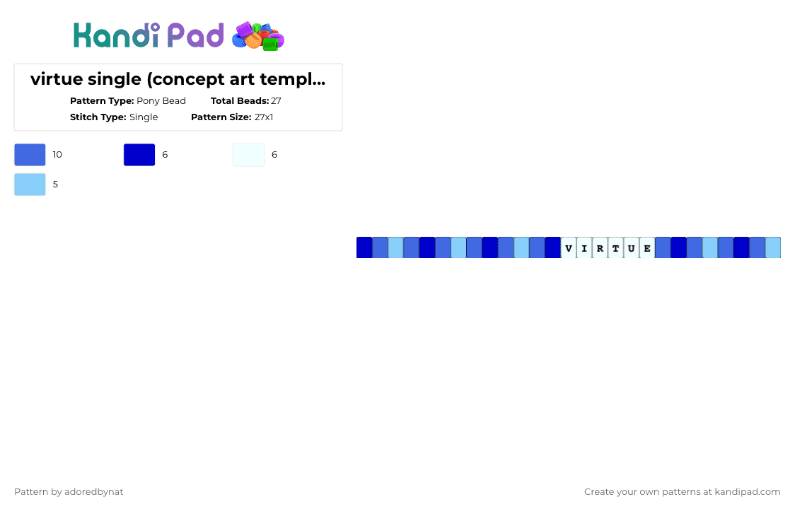 virtue single (concept art template) - Pony Bead Pattern by katsukiswife on Kandi Pad - blue