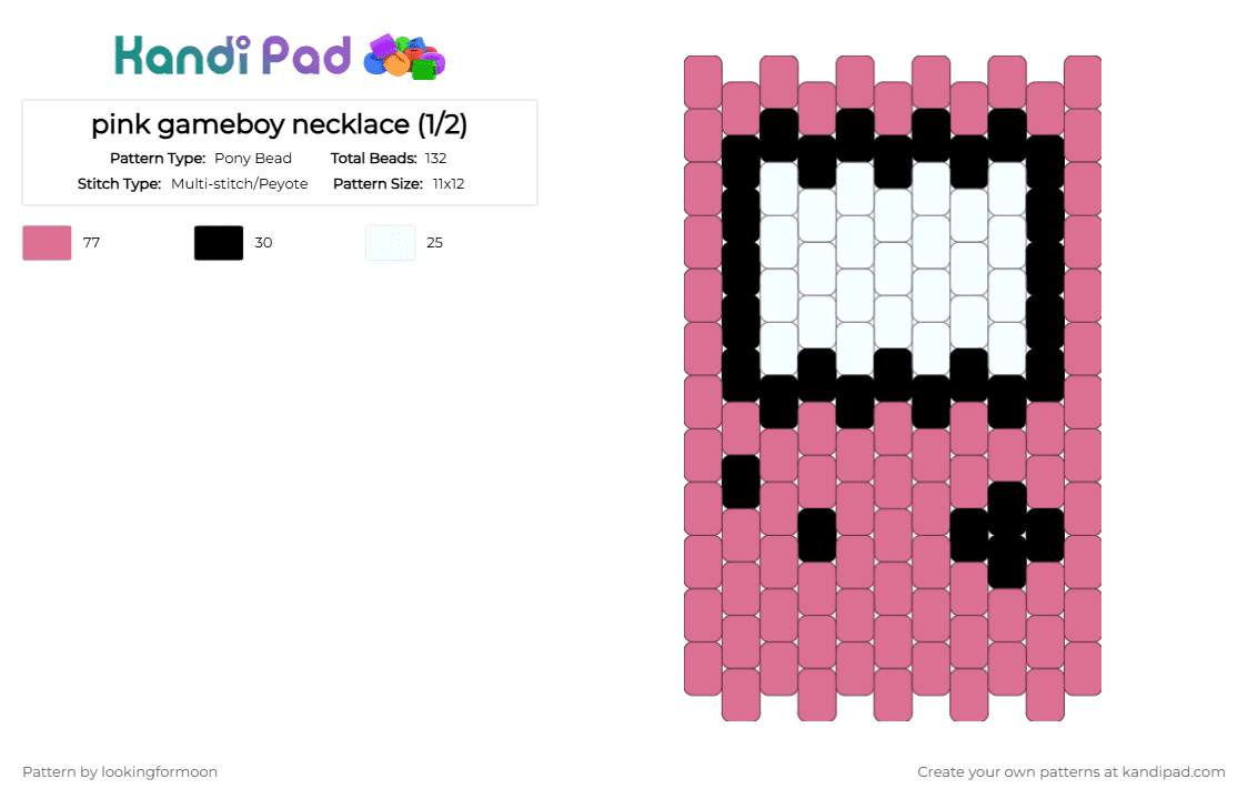 pink gameboy necklace (1/2) - Pony Bead Pattern by katsukiswife on Kandi Pad - pink