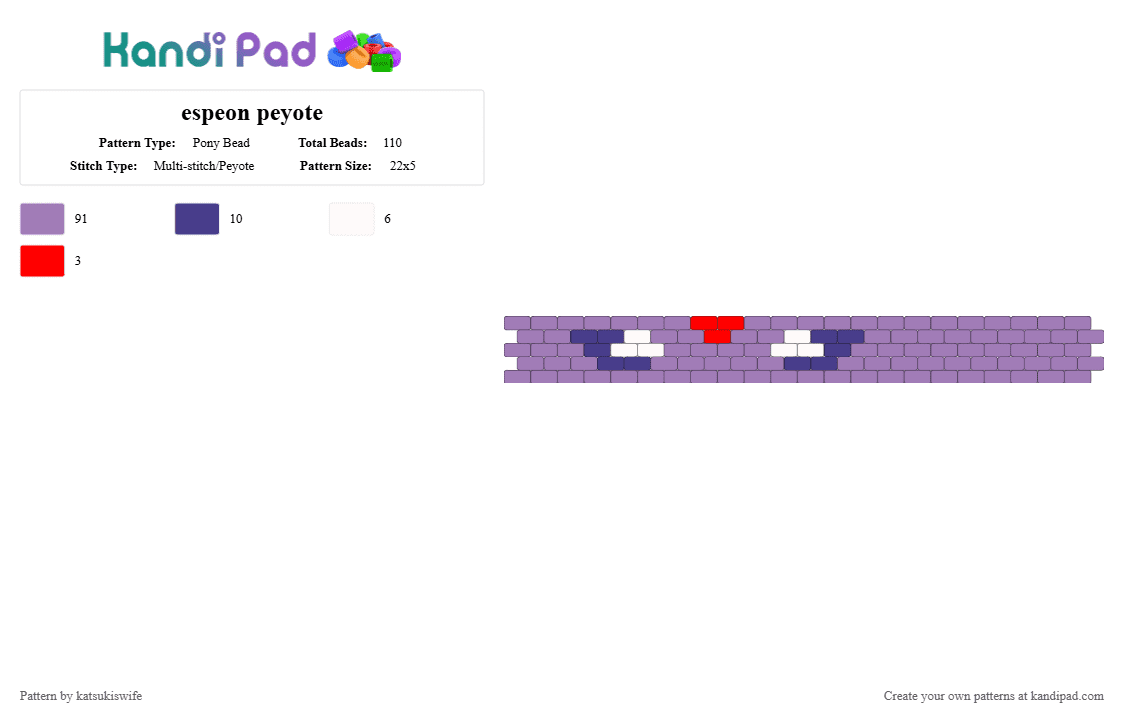espeon peyote - Pony Bead Pattern by katsukiswife on Kandi Pad - pink