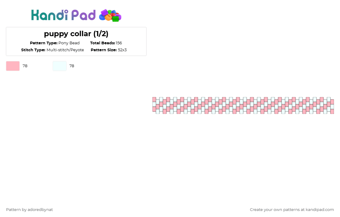 puppy collar (1/2) - Pony Bead Pattern by katsukiswife on Kandi Pad - pink,white