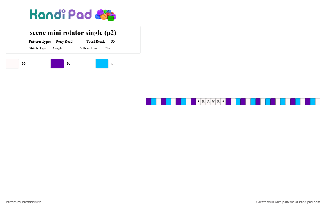 scene mini rotator single (p2) - Pony Bead Pattern by katsukiswife on Kandi Pad - light blue, purple