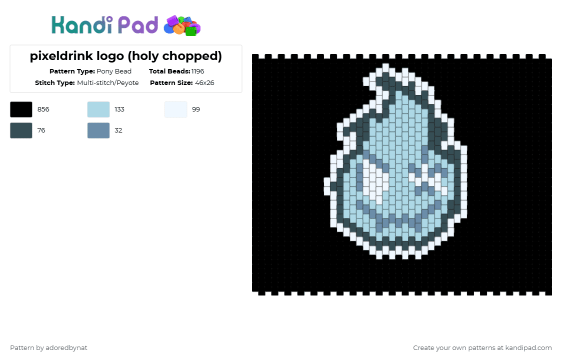 pixeldrink logo (holy chopped) - Pony Bead Pattern by katsukiswife on Kandi Pad - black,light blue