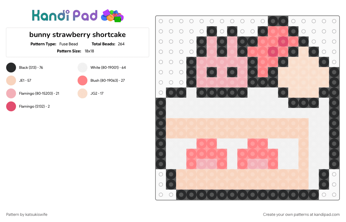 bunny strawberry shortcake - Fuse Bead Pattern by satorusinfinity on Kandi Pad - beige