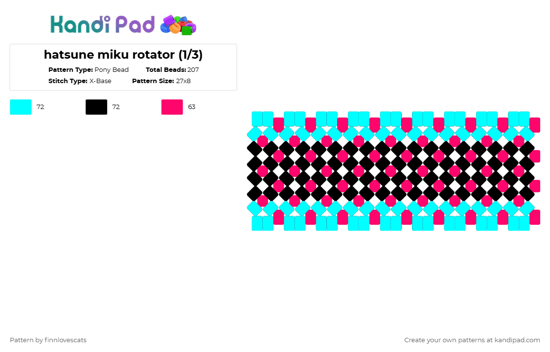 hatsune miku rotator (1/3) - Pony Bead Pattern by katsukiswife on Kandi Pad - red,light blue